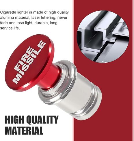 Car Cigarette Lighter, Alloy High Temperature Resistance Cigarette Lighter Plug Push Button, Standard 12 V Fast Heating Power Socket Replacement, for Most Cars Interior Accessories (Red) in Saudi Arabia