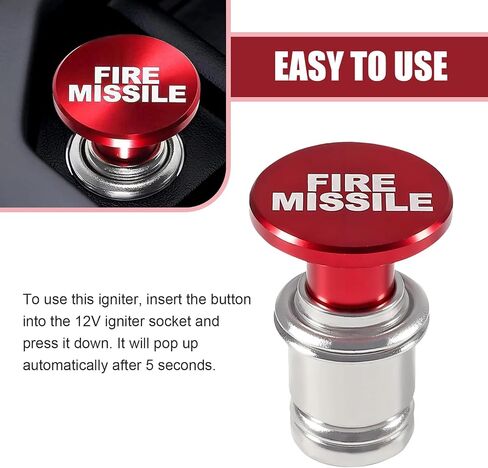 Car Cigarette Lighter, Alloy High Temperature Resistance Cigarette Lighter Plug Push Button, Standard 12 V Fast Heating Power Socket Replacement, for Most Cars Interior Accessories (Red) in Saudi Arabia