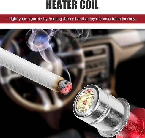 Car Cigarette Lighter, Alloy High Temperature Resistance Cigarette Lighter Plug Push Button, Standard 12 V Fast Heating Power Socket Replacement, for Most Cars Interior Accessories (Red) in Saudi Arabia