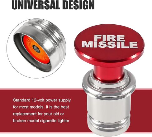 Car Cigarette Lighter, Alloy High Temperature Resistance Cigarette Lighter Plug Push Button, Standard 12 V Fast Heating Power Socket Replacement, for Most Cars Interior Accessories (Red) in Saudi Arabia