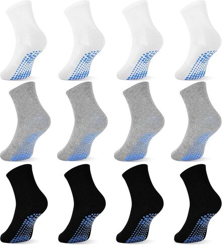 Toddler Socks Anti Skid with Grips Non Slip Crew Socks Boys Girls 12 Pairs Baby Kids Children 1-7 Years in Saudi Arabia
