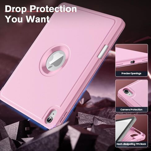 Moko for iPad (A16) الجيل الحادي عشر 2025 11 بوصة/10 جيل 10 2022 1022 بوصة مع حامل قلم رصاص ، علبة iPad الواقية من TRIFOLD الذكية مع غطاء حامل TPU الناعم ، الاستيقاظ التلقائي ، النوم ، الوردي in Kuwait