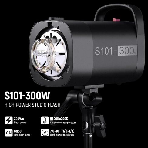 NEEWER S102-400W PRO ضوء فلاش ستروب مع مشغل 2.4G، 400Ws GN62 5600K مع مصباح النمذجة LED 30W Bowens Mount عاكس S1/S2 وضع مروحة صامتة لتصوير المنتجات الشخصية، دعم QPRO in Kuwait