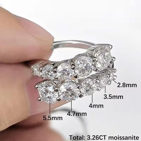خواتم المشاركة Moissanite ، 3.26CTTW D Color VVS1 925 Sterling Silver Wedding Breath Edernity Band Rings for Women in Kuwait