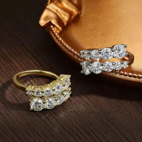 خواتم المشاركة Moissanite ، 3.26CTTW D Color VVS1 925 Sterling Silver Wedding Breath Edernity Band Rings for Women in Kuwait