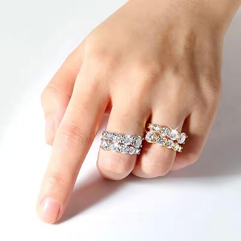 خواتم المشاركة Moissanite ، 3.26CTTW D Color VVS1 925 Sterling Silver Wedding Breath Edernity Band Rings for Women in Kuwait