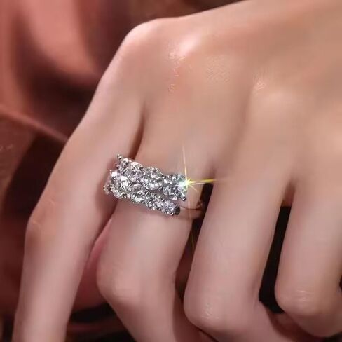 خواتم المشاركة Moissanite ، 3.26CTTW D Color VVS1 925 Sterling Silver Wedding Breath Edernity Band Rings for Women in Kuwait