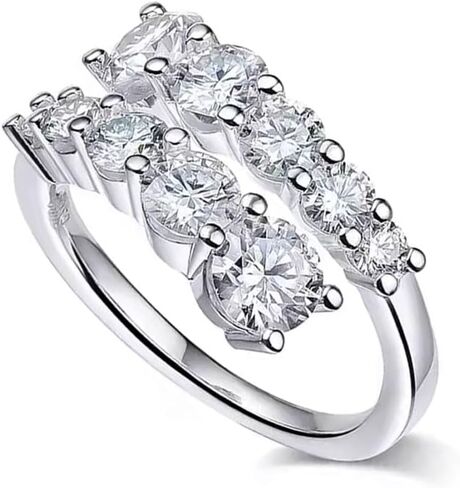 خواتم المشاركة Moissanite ، 3.26CTTW D Color VVS1 925 Sterling Silver Wedding Breath Edernity Band Rings for Women in Kuwait