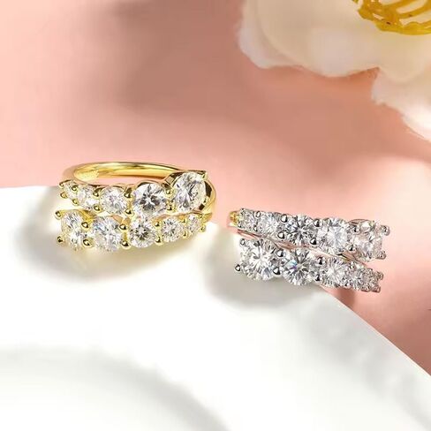 خواتم المشاركة Moissanite ، 3.26CTTW D Color VVS1 925 Sterling Silver Wedding Breath Edernity Band Rings for Women in Kuwait