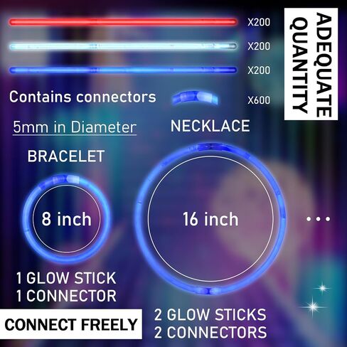 Libima 600 Pcs Glow Sticks Bulk with 600 Connectors 8 Inch Glow Stick Necklaces Glow Stick Bracelets Bulk Glow in the Dark Party Supplies for Easter Christmas New Year (Pink) in Kuwait