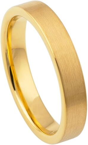 Tungsten Carbide 4mm Flat Gold Ring - إنهاء غير لامع بالفرش in Saudi Arabia