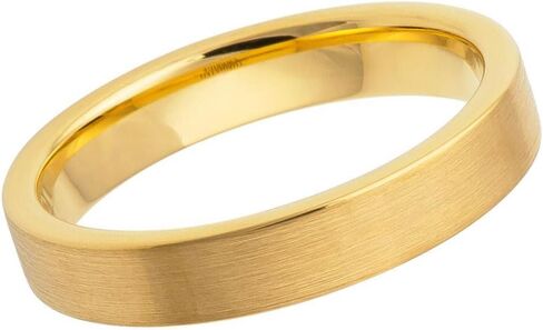 Tungsten Carbide 4mm Flat Gold Ring - إنهاء غير لامع بالفرش in Saudi Arabia