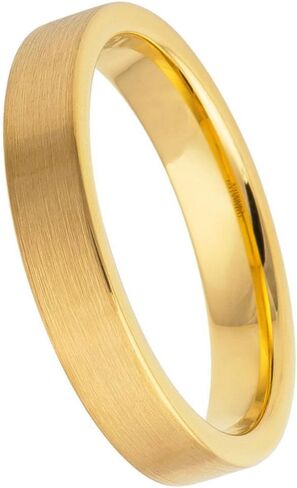 Tungsten Carbide 4mm Flat Gold Ring - إنهاء غير لامع بالفرش in Saudi Arabia
