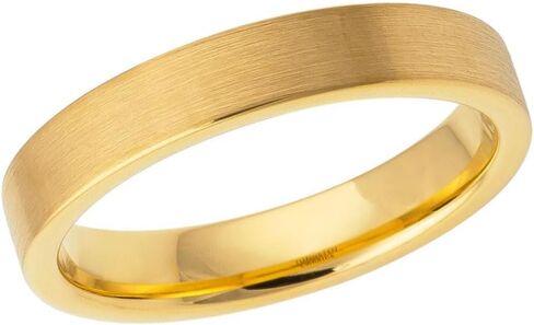 Tungsten Carbide 4mm Flat Gold Ring - إنهاء غير لامع بالفرش in Saudi Arabia