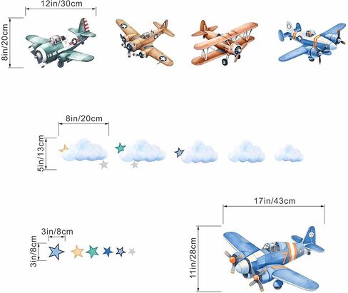 Airplane Wall Decals - Puppy Aircrafts Wall Stickers - Kids Baby Boys Nursery Children Daycare Bedroom Playroom Wall Decor in Kuwait