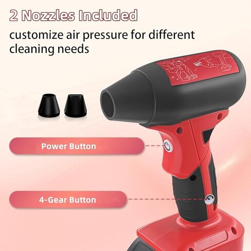 منفاخ هواء مضغوط، منفاخ مجفف توربو محمول باليد 130000 دورة في الدقيقة 4 سرعات للسيارة، لوحة المفاتيح، تجفيف شعر الحيوانات الأليفة، منفضة هواء لاسلكية (مروحة فقط) (مناسب لبطارية DeWalt 20V 60V) in Kuwait