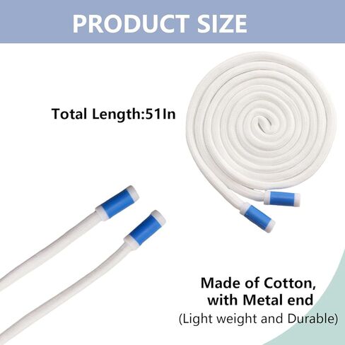 BOROLA 1Pcs 51 Inch Fashionable Durable Cotton Drawstring, Premium Hoodie, Sports Pants, Shorts Universal Drawstring Replacement (Black Rope, Cylinder Metal Head) in Kuwait