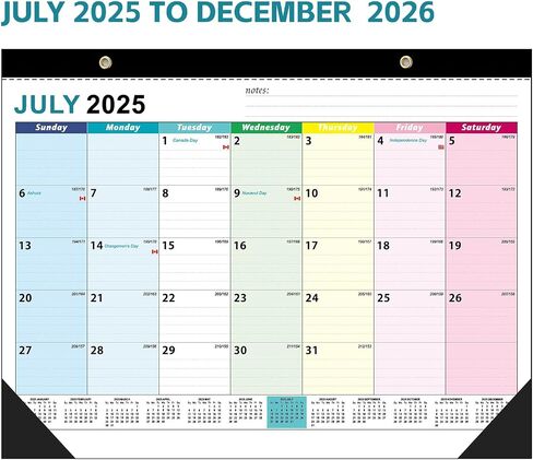 Calendar 2025-2026, 18 Monthly Large Desk Calendar, JAN. 2025 – JUN. 2026, 22" x 17", Desktop Monthly Planner with Corner Protector, Large Ruled Blocks - Colorful Lump in Saudi Arabia