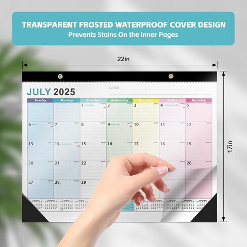 Calendar 2025-2026, 18 Monthly Large Desk Calendar, JAN. 2025 – JUN. 2026, 22" x 17", Desktop Monthly Planner with Corner Protector, Large Ruled Blocks - Colorful Lump in Saudi Arabia