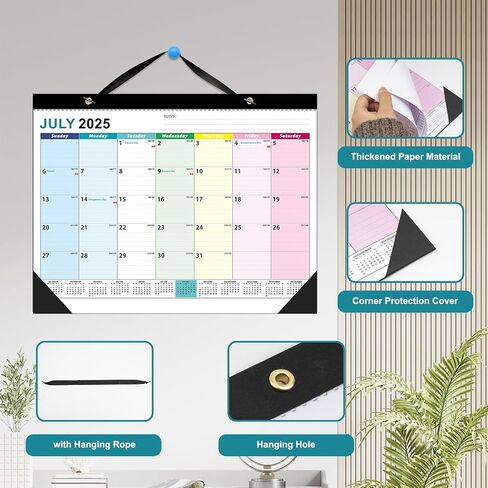 Calendar 2025-2026, 18 Monthly Large Desk Calendar, JAN. 2025 – JUN. 2026, 22" x 17", Desktop Monthly Planner with Corner Protector, Large Ruled Blocks - Colorful Lump in Saudi Arabia