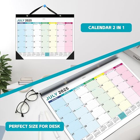 Calendar 2025-2026, 18 Monthly Large Desk Calendar, JAN. 2025 – JUN. 2026, 22" x 17", Desktop Monthly Planner with Corner Protector, Large Ruled Blocks - Colorful Lump in Saudi Arabia