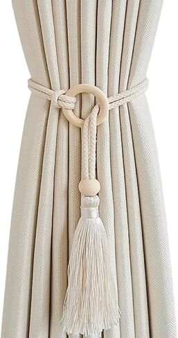 2 Pack Natural Cotton Curtain Rope Tiebacks-Handmade Curtain Decorative Holdbacks Rural Style Drapery Tieback for Home Office Room Decor in Saudi Arabia