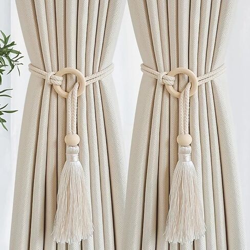 2 Pack Natural Cotton Curtain Rope Tiebacks-Handmade Curtain Decorative Holdbacks Rural Style Drapery Tieback for Home Office Room Decor in Saudi Arabia