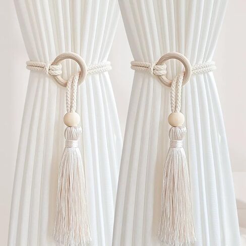 2 Pack Natural Cotton Curtain Rope Tiebacks-Handmade Curtain Decorative Holdbacks Rural Style Drapery Tieback for Home Office Room Decor in Saudi Arabia