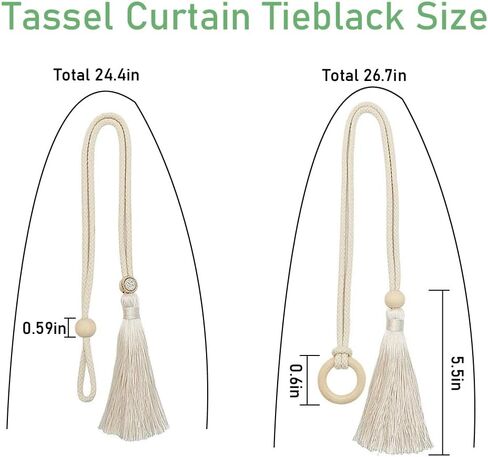 2 Pack Natural Cotton Curtain Rope Tiebacks-Handmade Curtain Decorative Holdbacks Rural Style Drapery Tieback for Home Office Room Decor in Saudi Arabia
