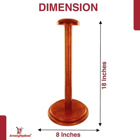 Armory Replicas™ Sturdy Mango Wood Helmet Stand - 17-Inch Decorative Display for Steel Helmets | Eco-Friendly, Sustainable Wood | Ideal for Home Decor & Collectibles in Saudi Arabia