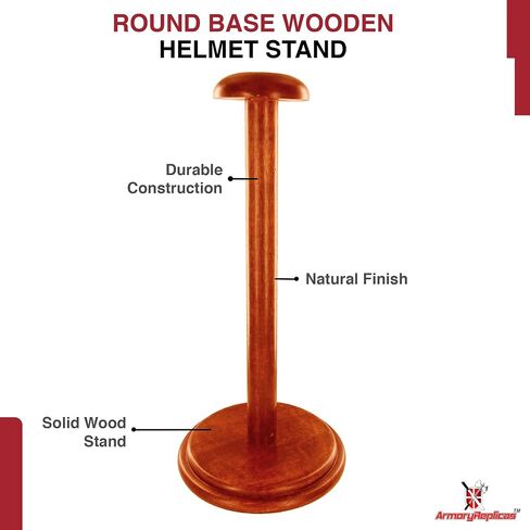 Armory Replicas™ Sturdy Mango Wood Helmet Stand - 17-Inch Decorative Display for Steel Helmets | Eco-Friendly, Sustainable Wood | Ideal for Home Decor & Collectibles in Saudi Arabia