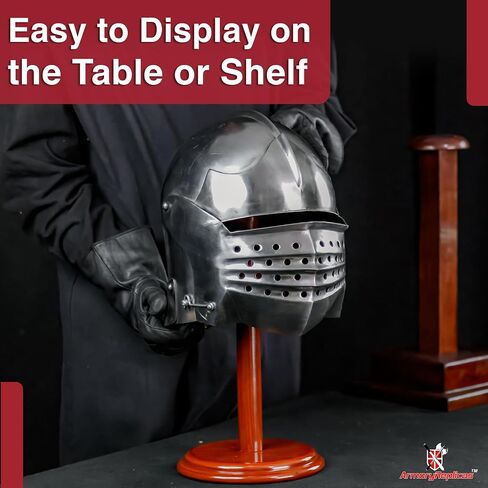 Armory Replicas™ Sturdy Mango Wood Helmet Stand - 17-Inch Decorative Display for Steel Helmets | Eco-Friendly, Sustainable Wood | Ideal for Home Decor & Collectibles in Saudi Arabia