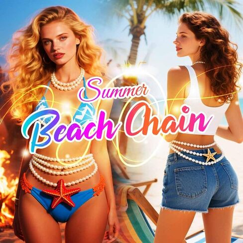 cosydays pearl chain belt starffish seashell chain chain beach body body المجوهرات للنساء in Saudi Arabia