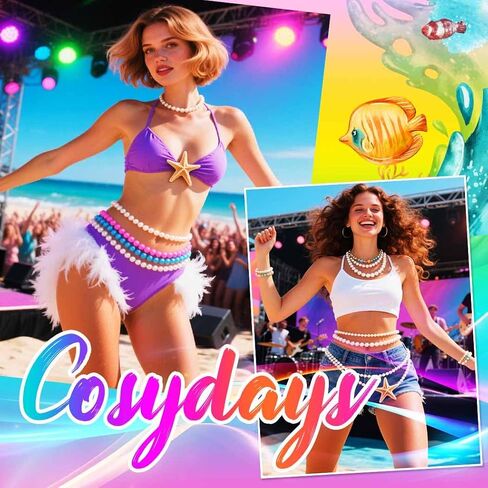 cosydays pearl chain belt starffish seashell chain chain beach body body المجوهرات للنساء in Saudi Arabia