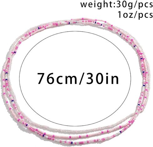 Colorful Beaded Waist Chain for Women Bohemian Rice Beads Belly Chains Boho Summer Stretchy Beaded Belly Chains Stackable Colours Layered Waist Jewelry for Bikini Beach Festival in Saudi Arabia