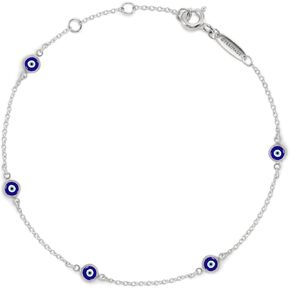 PERIMADE Multicolored Evil Eye Bracelet for Women, Gold Plated Adjustable Lucky Amulet Chain Bracelet, Sold 925 Sterling Silver Hypoallergenic Enamel Eye Charm Bracelet Protection Jewelry Gifts in Kuwait