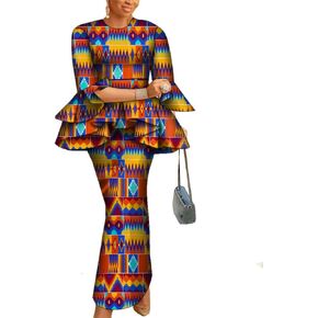 ABCWAX African Women's Dresses 2 Piece Tops and Skirts Ankara Dashiki Traditional Printed Fabrics for Wedding Party in Kuwait