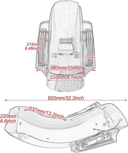 HDBUBALUS Motorcycle Rear Fender System with LED Light Fit for Harley Touring Road Glide Electra Glide Street Glide 2014-2025 in Saudi Arabia