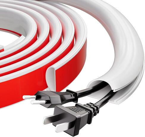 39" Silicone Cord Hider for Wall Mount TV,Self-Adhesive Cable Hider for 1 Cord(1/4" Diameter),Cable Management Under Desk,Cord Organizer,Cable Raceway Home & Office Trim,Cord Concealer Channel,White in Saudi Arabia