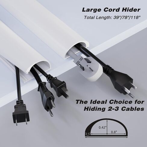 39" Silicone Cord Hider for Wall Mount TV,Self-Adhesive Cable Hider for 1 Cord(1/4" Diameter),Cable Management Under Desk,Cord Organizer,Cable Raceway Home & Office Trim,Cord Concealer Channel,White in Saudi Arabia