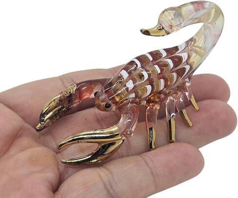 Tiny 1¼" Long Clear Gold Scorpion Figurine - Miniature Hand Blown Glass Scorpions Arachnid Arthropod Invertebrate Insect Colorful Crystal Animals Decorative Collectible Figurines Décor Gift in Saudi Arabia
