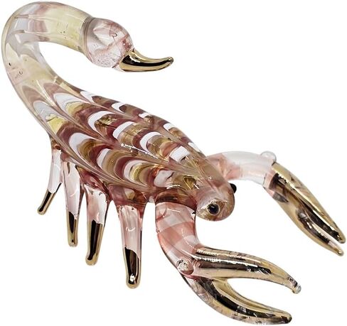 Tiny 1¼" Long Clear Gold Scorpion Figurine - Miniature Hand Blown Glass Scorpions Arachnid Arthropod Invertebrate Insect Colorful Crystal Animals Decorative Collectible Figurines Décor Gift in Saudi Arabia