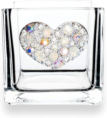 THE QUEENS' JEWELS American Flag Jeweled 4x4 Candle Holder Vase - Unique Gift for Women, Birthday, Cute, Fun, Cocktail, Queen, Not Painted, Decorated, Bling, Bedazzled, Rhinestone in Saudi Arabia