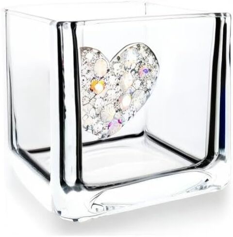 THE QUEENS' JEWELS American Flag Jeweled 4x4 Candle Holder Vase - Unique Gift for Women, Birthday, Cute, Fun, Cocktail, Queen, Not Painted, Decorated, Bling, Bedazzled, Rhinestone in Saudi Arabia