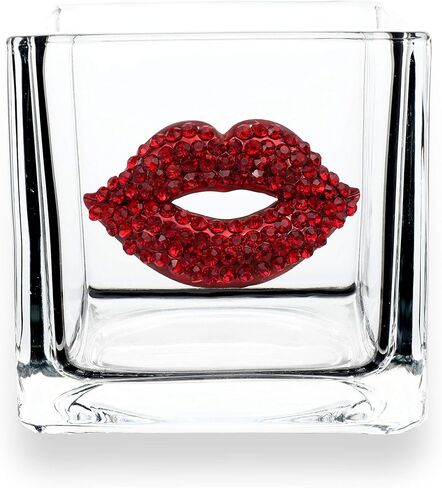 THE QUEENS' JEWELS American Flag Jeweled 4x4 Candle Holder Vase - Unique Gift for Women, Birthday, Cute, Fun, Cocktail, Queen, Not Painted, Decorated, Bling, Bedazzled, Rhinestone in Saudi Arabia