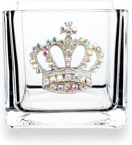 THE QUEENS' JEWELS American Flag Jeweled 4x4 Candle Holder Vase - Unique Gift for Women, Birthday, Cute, Fun, Cocktail, Queen, Not Painted, Decorated, Bling, Bedazzled, Rhinestone in Saudi Arabia