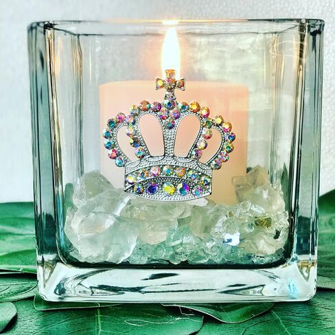 THE QUEENS' JEWELS American Flag Jeweled 4x4 Candle Holder Vase - Unique Gift for Women, Birthday, Cute, Fun, Cocktail, Queen, Not Painted, Decorated, Bling, Bedazzled, Rhinestone in Saudi Arabia