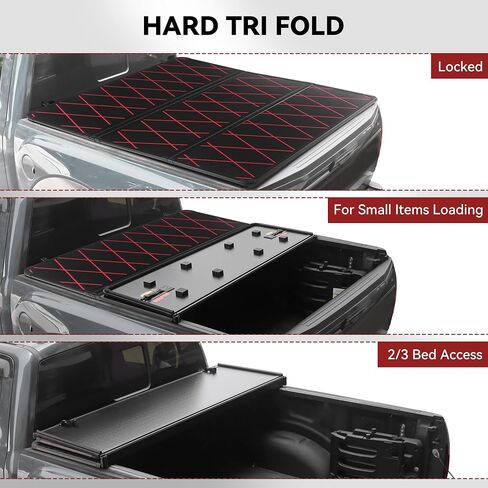 غطاء Tri-Fold Tonneau صلبًا مناسبًا لتويوتا تاكوما 2024 2025 5 أقدام سرير ، غطاء سرير شاحنة مقاوم للماء متوافق مع 2024 2025 تاكوما ، بدون تثبيت الحفر ، بناء الألومنيوم in Saudi Arabia
