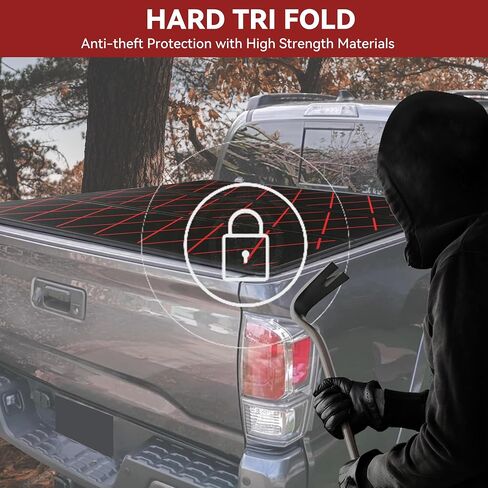 غطاء Tri-Fold Tonneau صلبًا مناسبًا لتويوتا تاكوما 2024 2025 5 أقدام سرير ، غطاء سرير شاحنة مقاوم للماء متوافق مع 2024 2025 تاكوما ، بدون تثبيت الحفر ، بناء الألومنيوم in Saudi Arabia