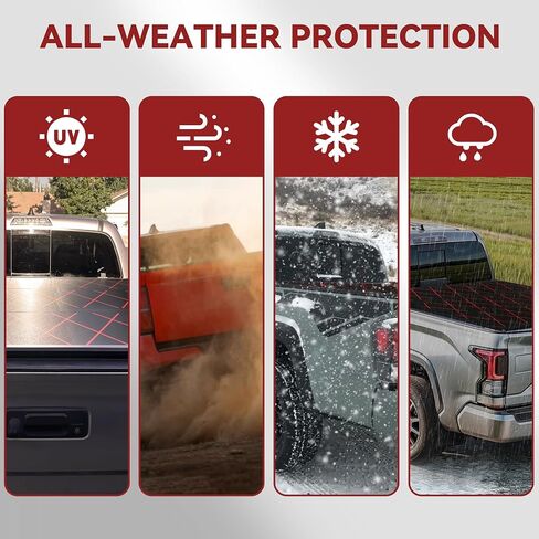 غطاء Tri-Fold Tonneau صلبًا مناسبًا لتويوتا تاكوما 2024 2025 5 أقدام سرير ، غطاء سرير شاحنة مقاوم للماء متوافق مع 2024 2025 تاكوما ، بدون تثبيت الحفر ، بناء الألومنيوم in Saudi Arabia